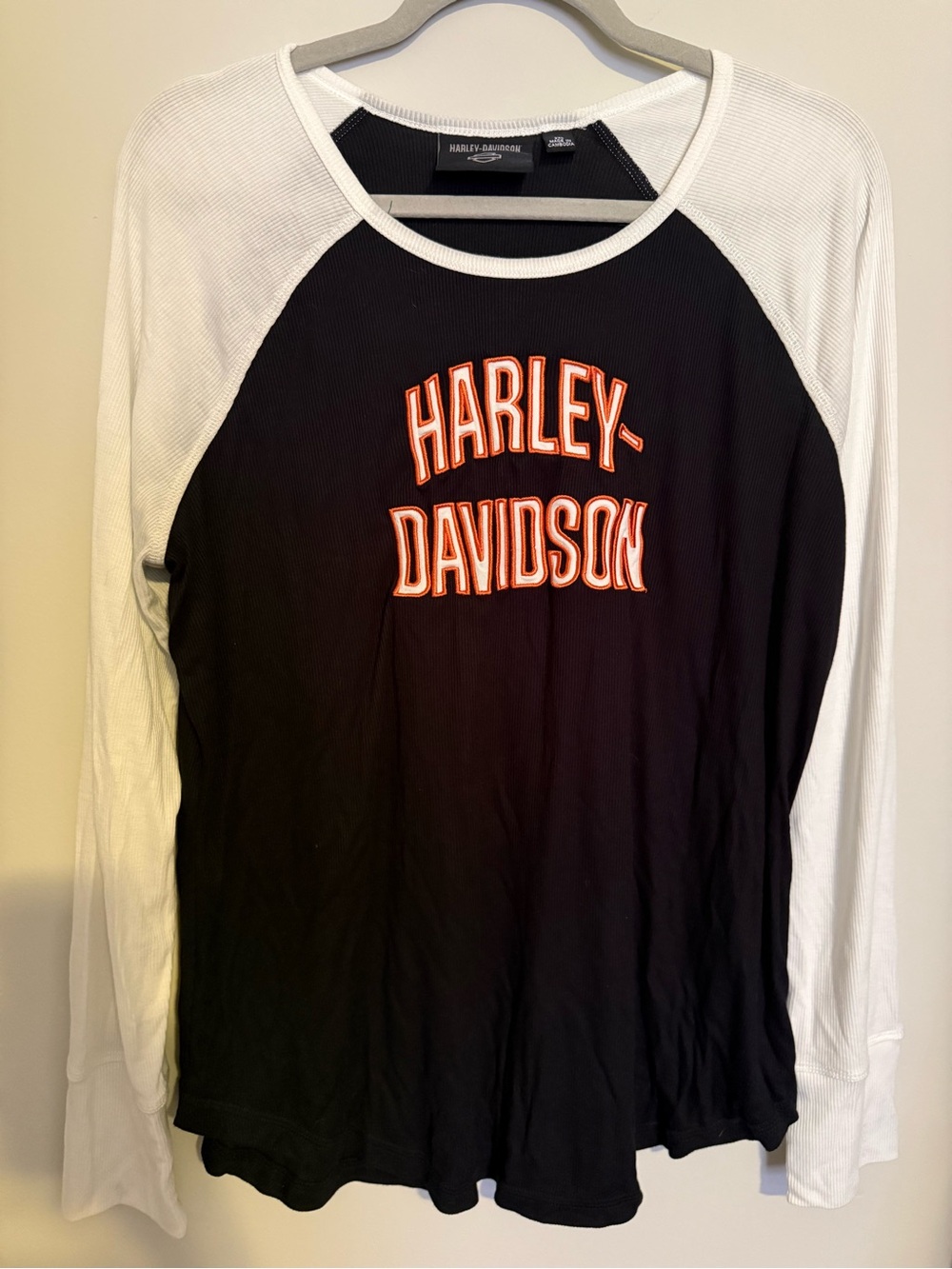 Harley-Davidson Black & White Raglan Long Sleeve Tee NWT 2XL